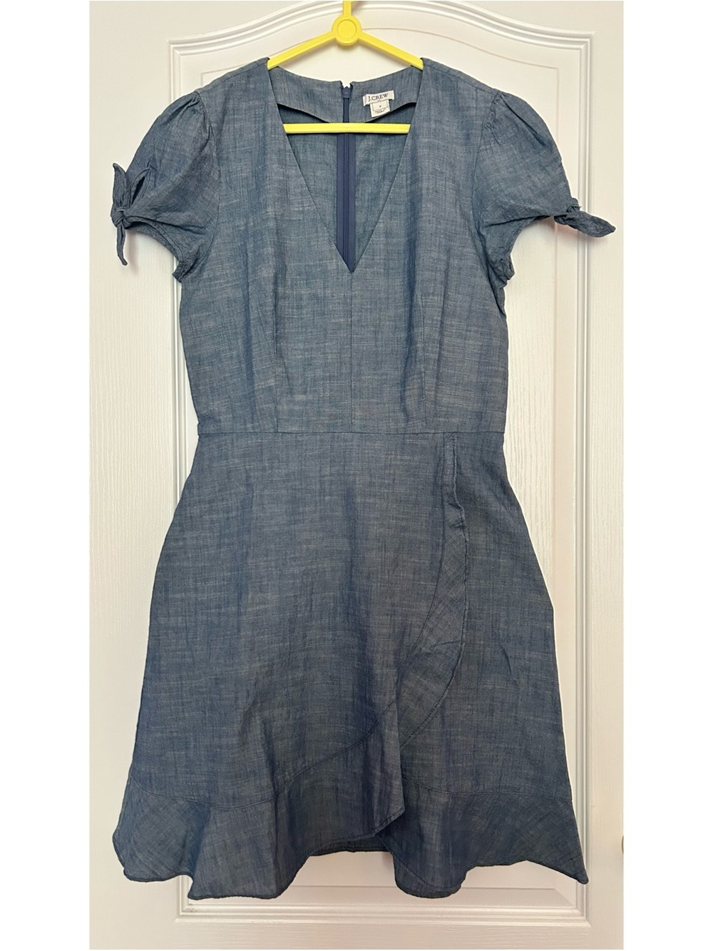 💛 J. Crew Blue Chambray V-Neck Midi Faux Wrap Dress
